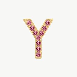 Yellow Gold, Pink Sapphire Letter Bead