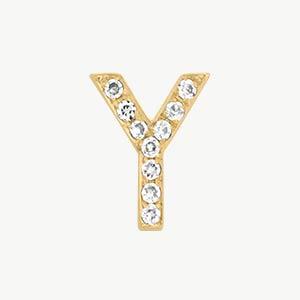 Yellow Gold, White Diamond Letter Bead