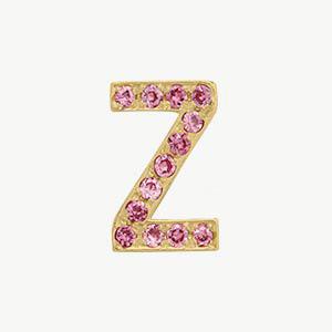 Yellow Gold, Pink Sapphire Letter Bead