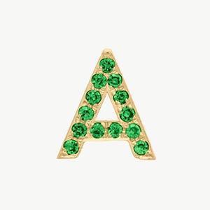 Yellow Gold, Green Garnet Letter Bead - Roxanne First