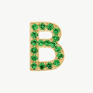 Yellow Gold, Green Garnet Letter Bead - Roxanne First