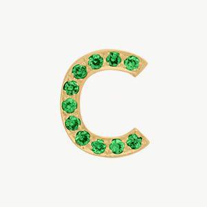 Yellow Gold, Green Garnet Letter Bead - Roxanne First