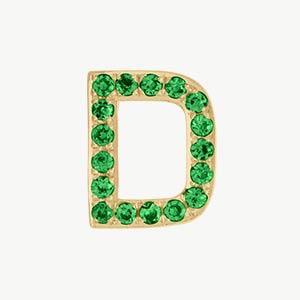 Yellow Gold, Green Garnet Letter Bead - Roxanne First