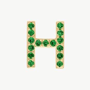 Yellow Gold, Green Garnet Letter Bead - Roxanne First