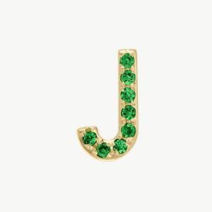 Yellow Gold, Green Garnet Letter Bead - Roxanne First