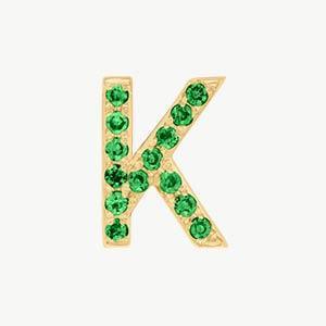 Yellow Gold, Green Garnet Letter Bead - Roxanne First