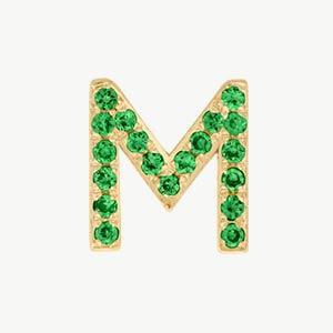 Yellow Gold, Green Garnet Letter Bead - Roxanne First