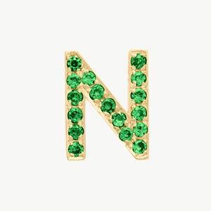 Yellow Gold, Green Garnet Letter Bead - Roxanne First