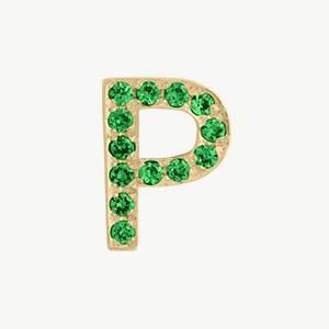 Yellow Gold, Green Garnet Letter Bead - Roxanne First