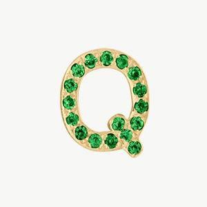 Yellow Gold, Green Garnet Letter Bead - Roxanne First