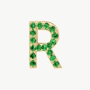 Yellow Gold, Green Garnet Letter Bead - Roxanne First