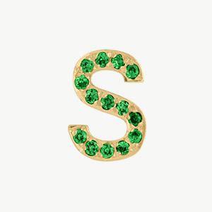 Yellow Gold, Green Garnet Letter Bead - Roxanne First