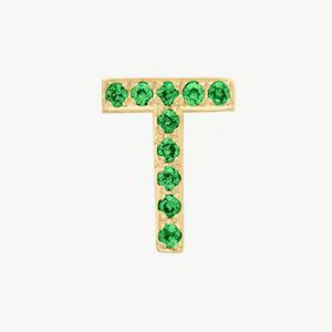 Yellow Gold, Green Garnet Letter Bead - Roxanne First