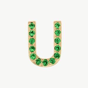 Yellow Gold, Green Garnet Letter Bead - Roxanne First