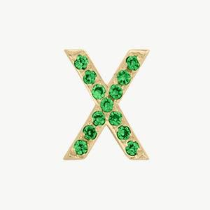 Yellow Gold, Green Garnet Letter Bead