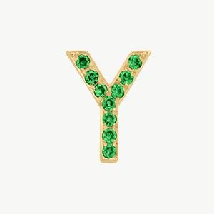 Yellow Gold, Green Garnet Letter Bead