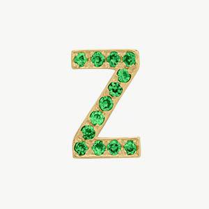 Yellow Gold, Green Garnet Letter Bead