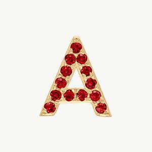 Yellow Gold, Ruby Letter Bead - Roxanne First