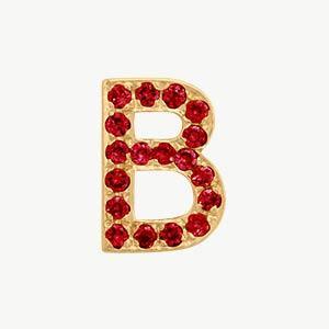 Yellow Gold, Ruby Letter Bead - Roxanne First