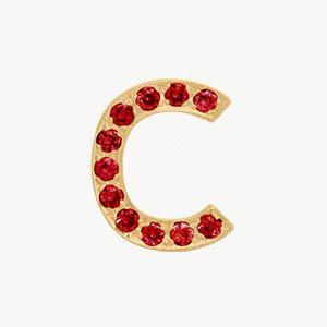 Yellow Gold, Ruby Letter Bead - Roxanne First