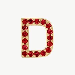 Yellow Gold, Ruby Letter Bead - Roxanne First