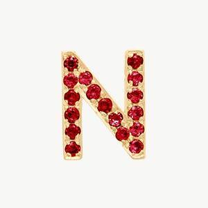 Yellow Gold, Ruby Letter Bead - Roxanne First