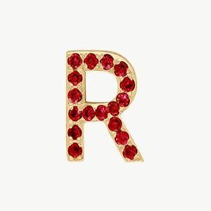 Yellow Gold, Ruby Letter Bead - Roxanne First