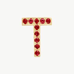 Yellow Gold, Ruby Letter Bead - Roxanne First