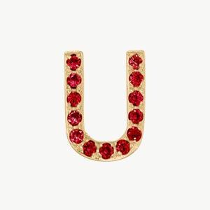 Yellow Gold, Ruby Letter Bead - Roxanne First