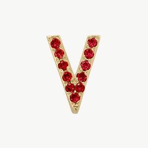 Yellow Gold, Ruby Letter Bead - Roxanne First