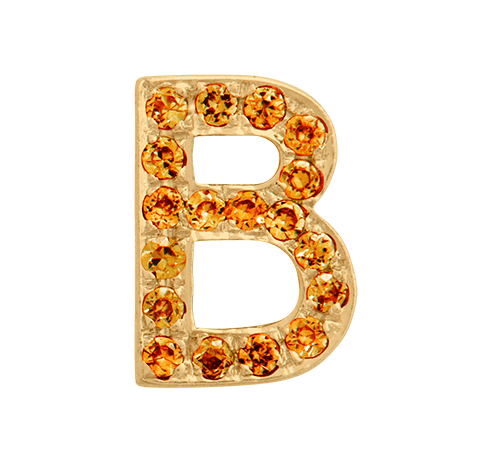 Yellow Gold, Orange Sapphire Letter Bead - Roxanne First