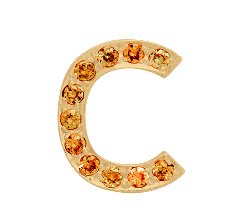 Yellow Gold, Orange Sapphire Letter Bead - Roxanne First