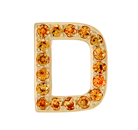 Yellow Gold, Orange Sapphire Letter Bead - Roxanne First