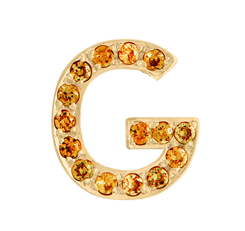 Yellow Gold, Orange Sapphire Letter Bead - Roxanne First