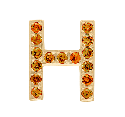 Yellow Gold, Orange Sapphire Letter Bead - Roxanne First