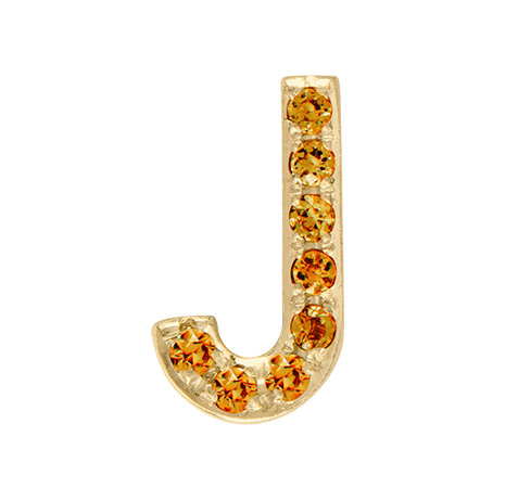 Yellow Gold, Orange Sapphire Letter Bead - Roxanne First