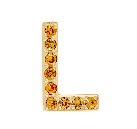 Yellow Gold, Orange Sapphire Letter Bead - Roxanne First