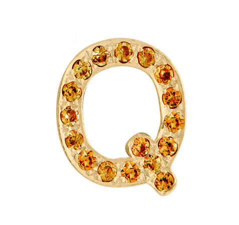 Yellow Gold, Orange Sapphire Letter Bead - Roxanne First