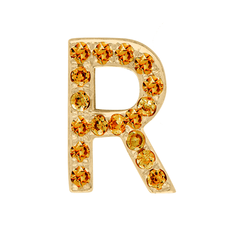 Yellow Gold, Orange Sapphire Letter Bead - Roxanne First
