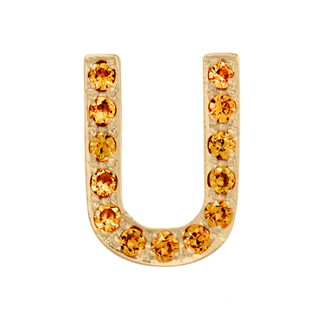 Yellow Gold, Orange Sapphire Letter Bead - Roxanne First