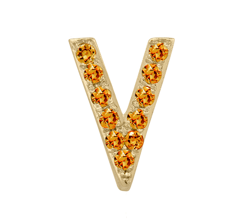 Yellow Gold, Orange Sapphire Letter Bead - Roxanne First