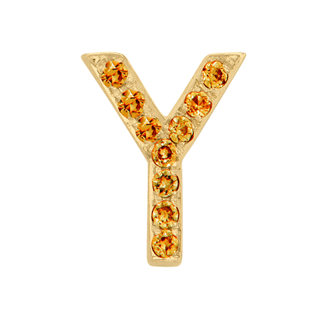 Yellow Gold, Orange Sapphire Letter Bead - Roxanne First