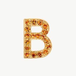 Yellow Gold, Orange Sapphire Letter Bead - Roxanne First