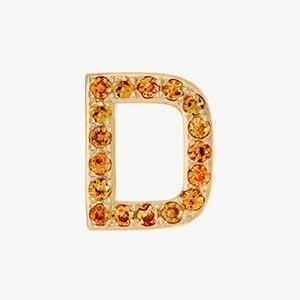 Yellow Gold, Orange Sapphire Letter Bead - Roxanne First