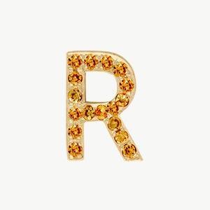 Yellow Gold, Orange Sapphire Letter Bead - Roxanne First