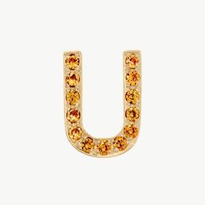 Yellow Gold, Orange Sapphire Letter Bead - Roxanne First