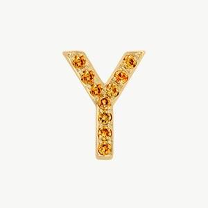 Yellow Gold, Orange Sapphire Letter Bead