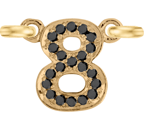 Yellow Gold, Black Diamond Number - Roxanne First
