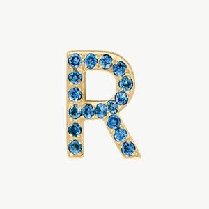 Yellow Gold, Blue Diamond Letter Bead - Roxanne First