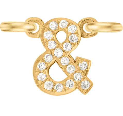 Yellow Gold, White Diamond Letter - Roxanne First